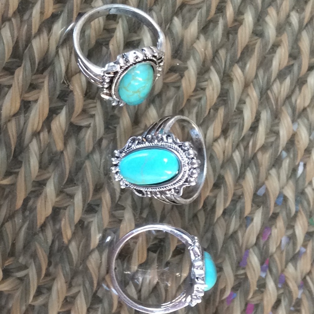 Vintage 925 Sterling Silver Turquoise Ring Jewelry - Picture 4 of 8